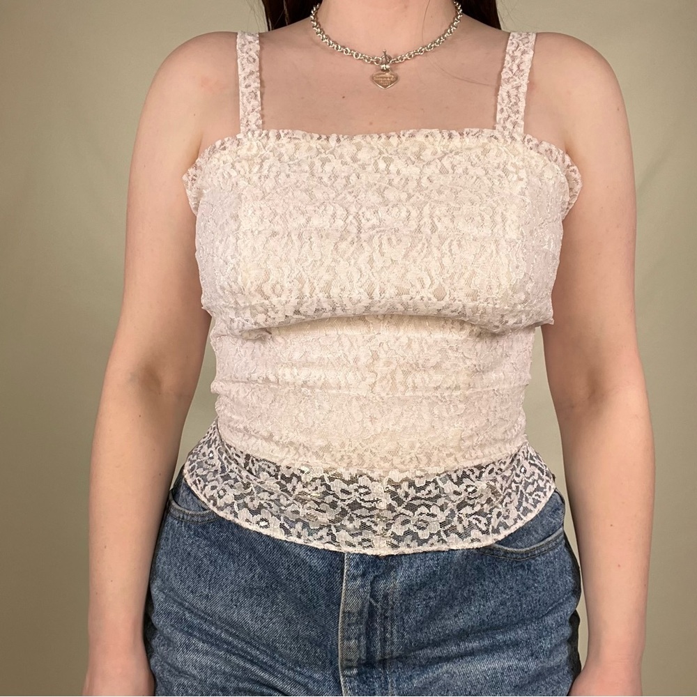 Vintage 50s/60s white lace tank top